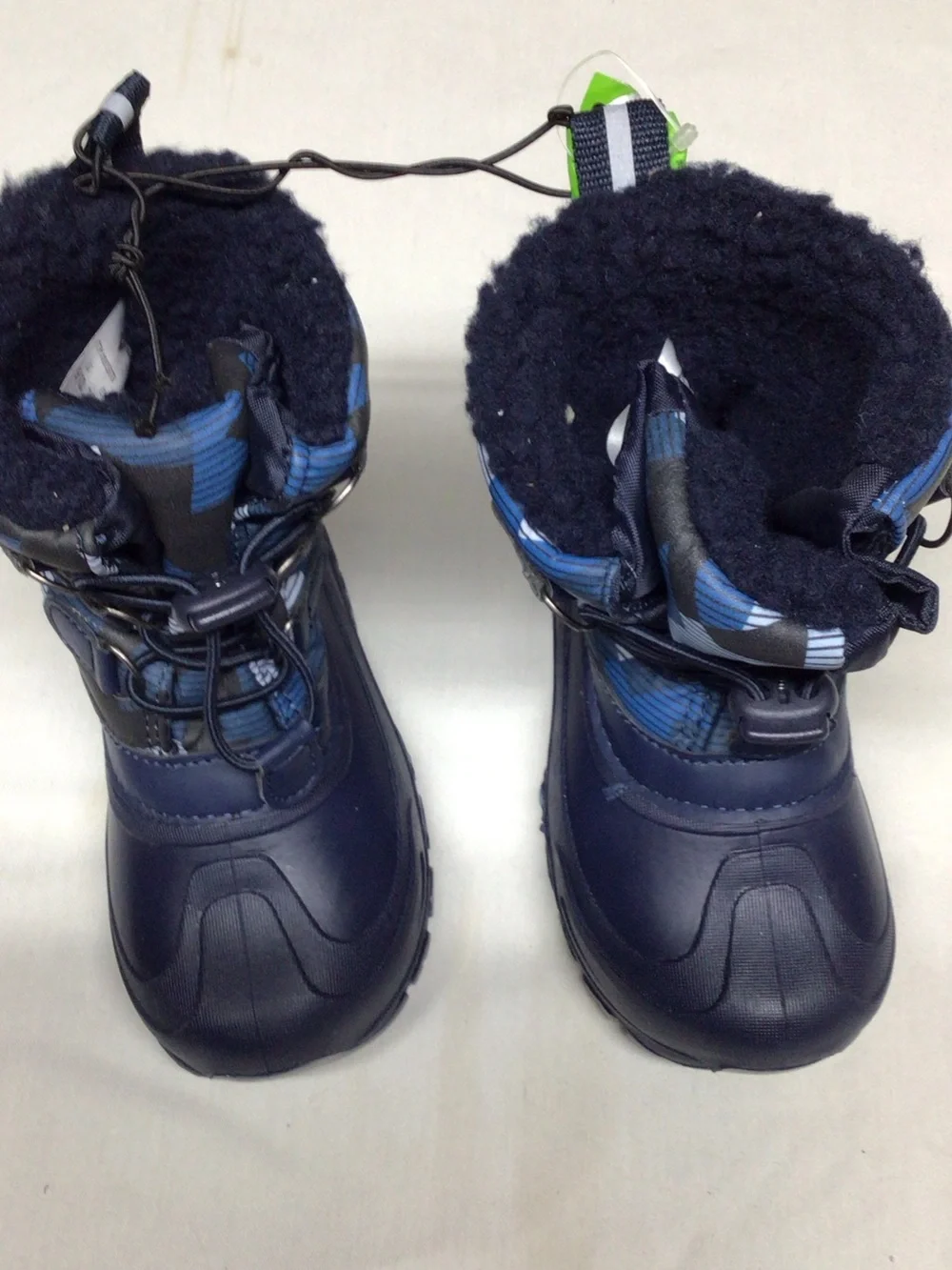 Kids Waterproof Navy Blue Snow Boots with Fleece Lining
